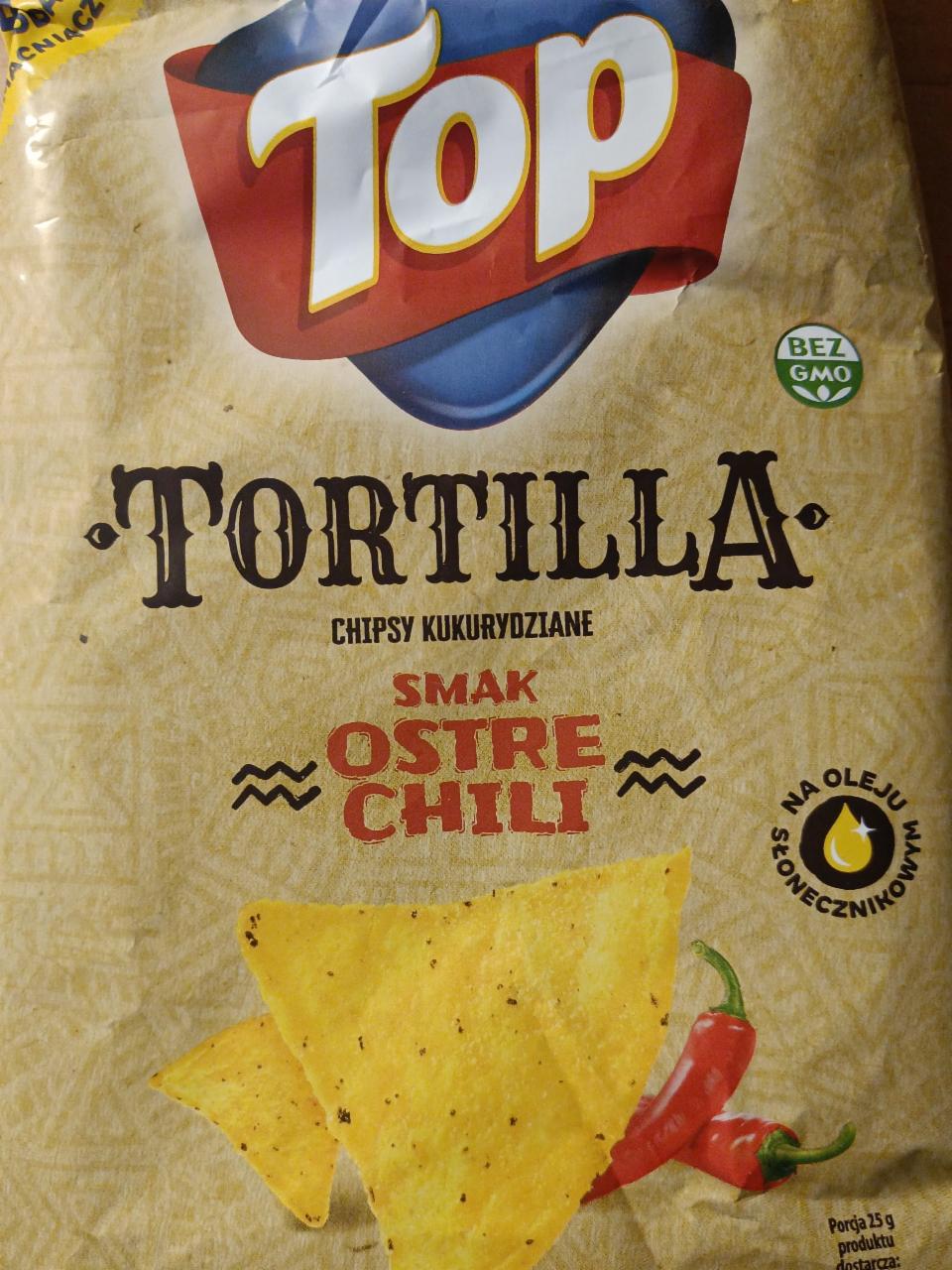Fotografie - Tortilla chipsy kukurydziane smak ostre chili TOP