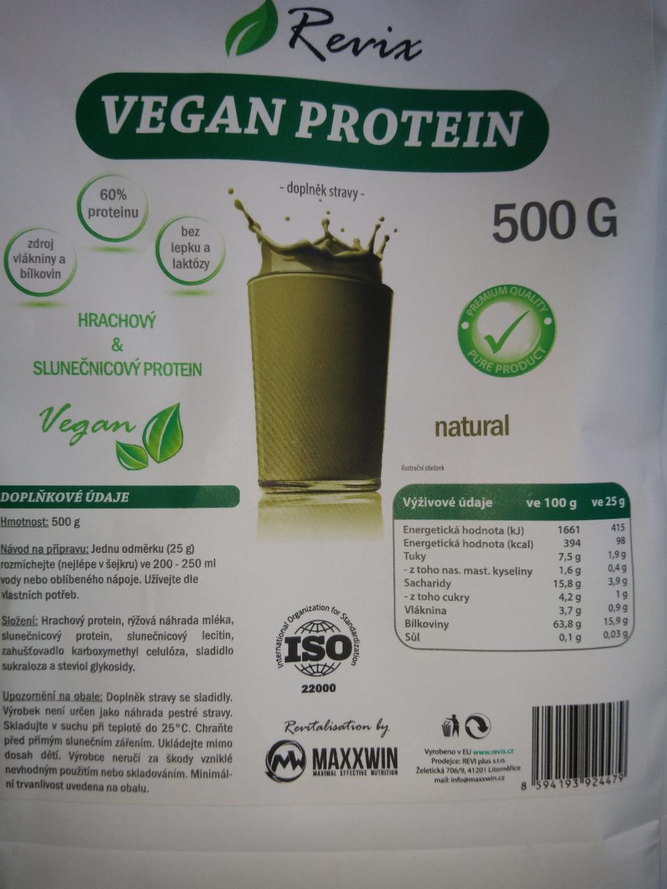 Fotografie - vegan protein natural Revix