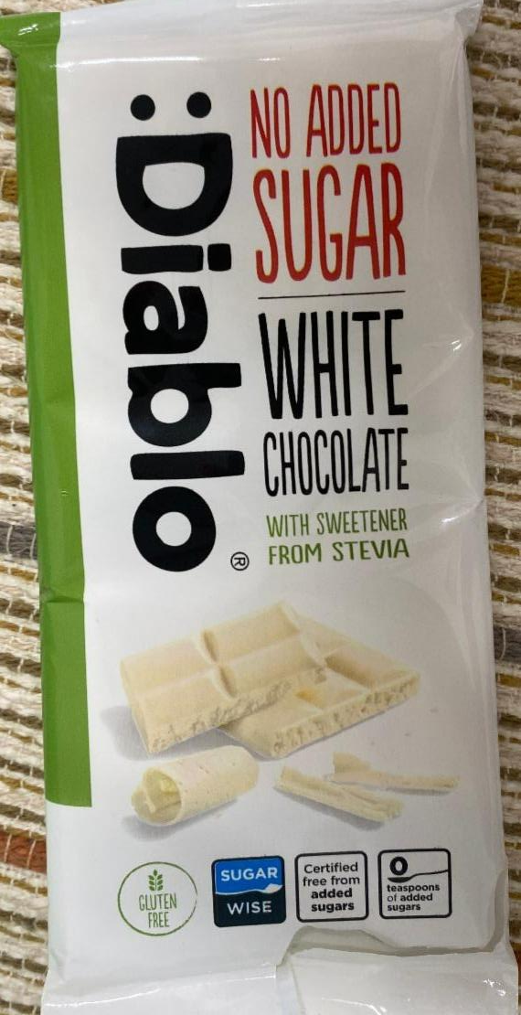 Fotografie - No added sugar White Chocolate with sweetener form stevia Diablo