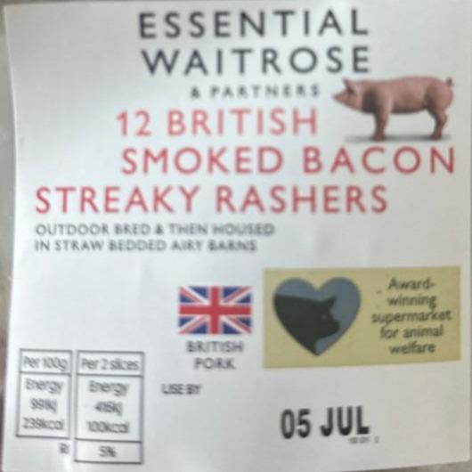 Fotografie - British smoked bacon streaky rashers Essential Waitrose