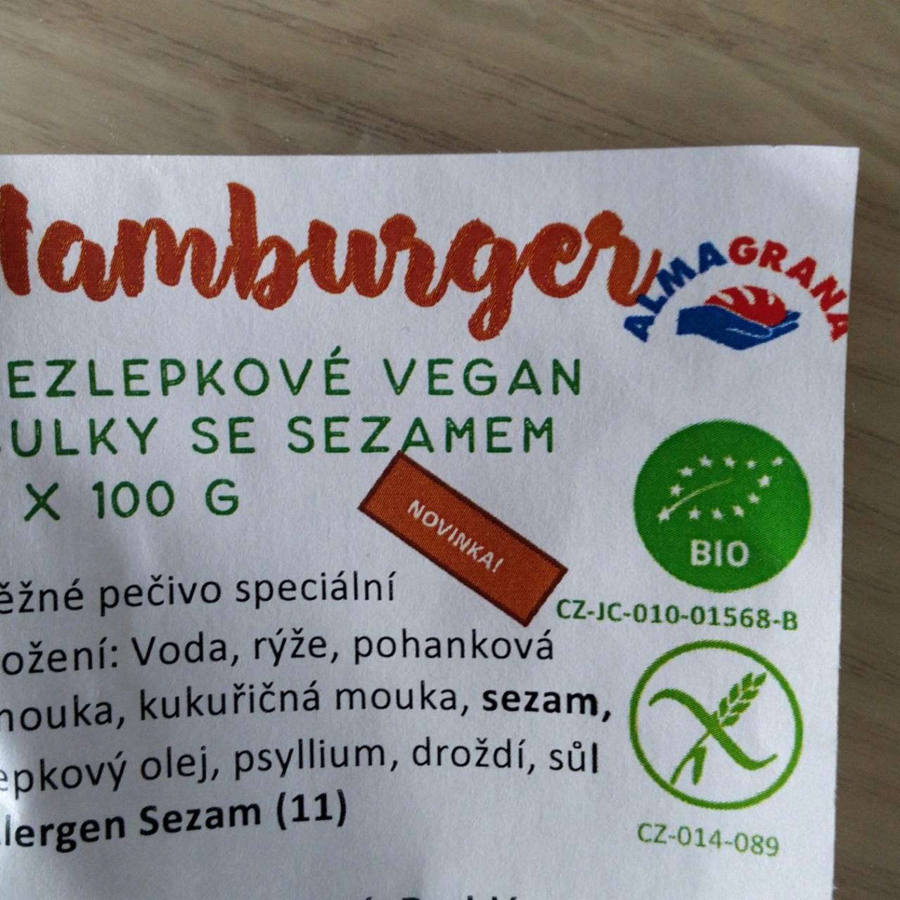 Fotografie - Bio Hamburger bulky se sezamem bez lepku vegan Almagrana