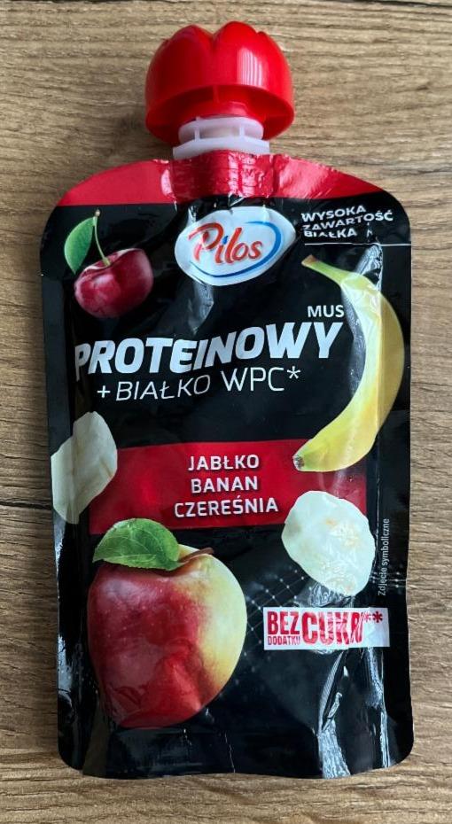 Fotografie - Mus proteinowy + białko WPC jabłko banan czereśnia Pilos