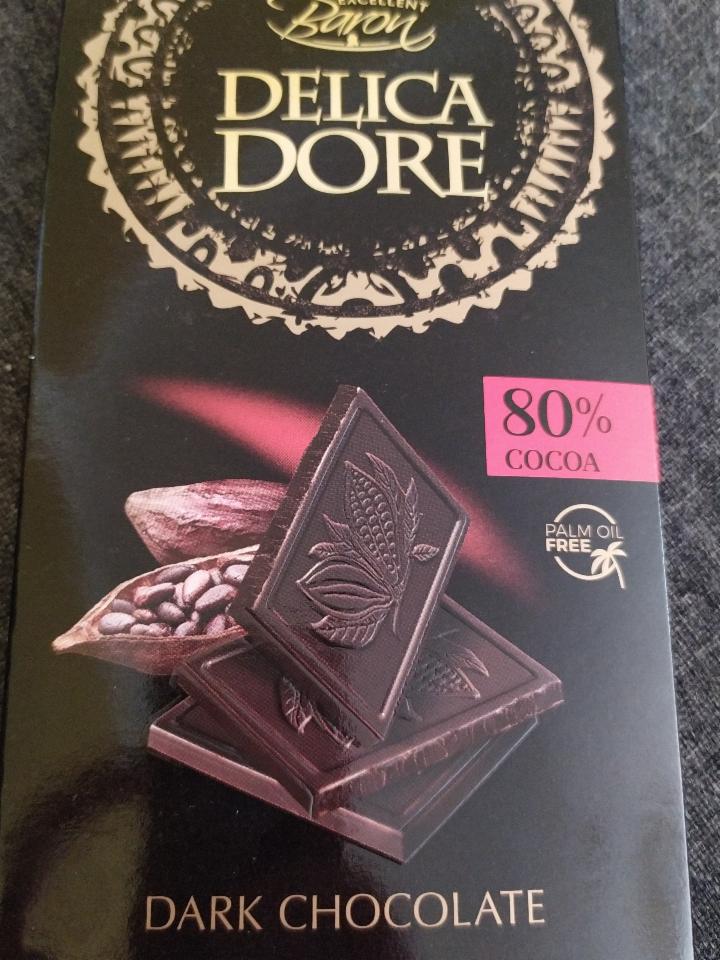 Fotografie - čokoláda Delica Dore Fine Dark Chocolate 80% Excellent Baron