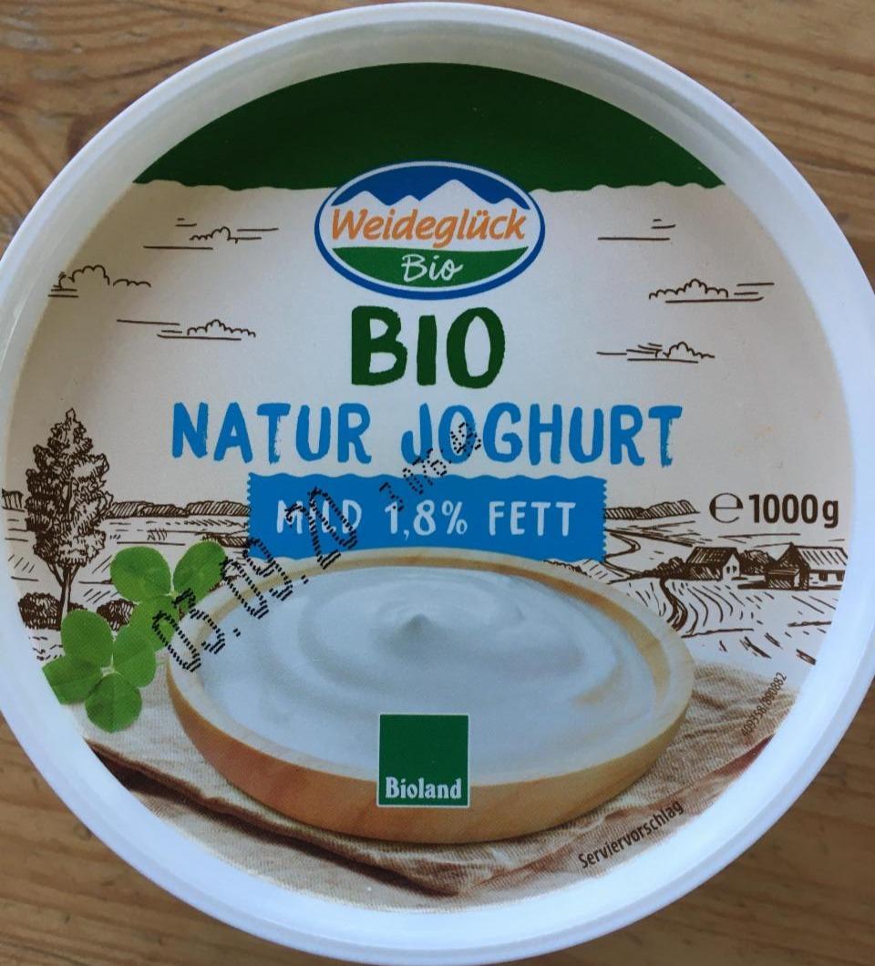 Bio Natur a mild hodnoty kJ kalorie, fett Bio 1,8% - Weideglück Joghurt nutriční