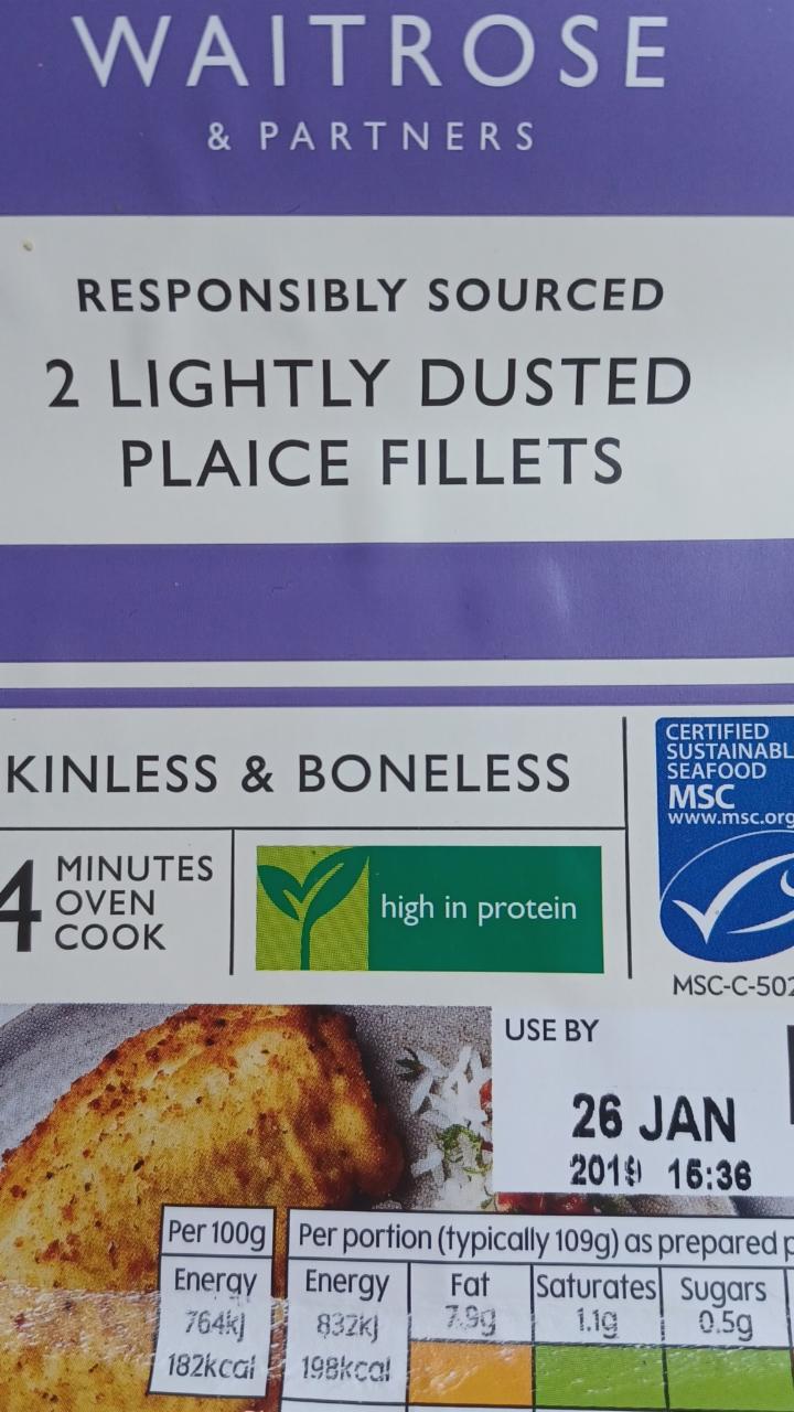 Fotografie - 2 Lightly dusted plaice fillets Waitrose