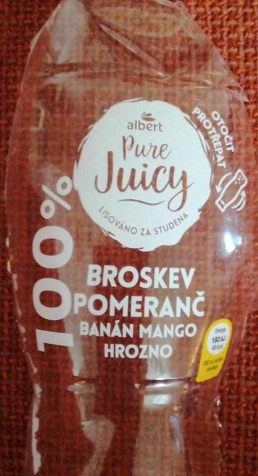 Fotografie - Pure Juicy 100% Broskev Pomeranč Banán Mango Hrozno Albert