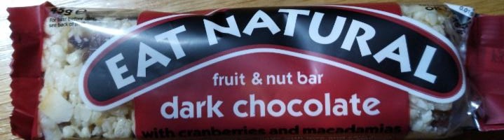 Fotografie - Eat Natural fruit & nut bar dark chocolate with cranberries and macadamias