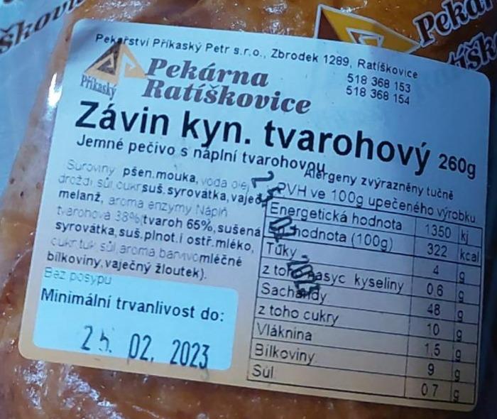 Fotografie - Závin kynutý tvarohový pekárna Ratíškovice