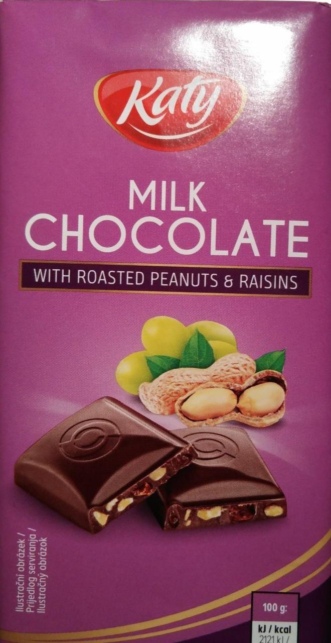 Fotografie - Milk chocolate with roasted peanuts & raisins Katy