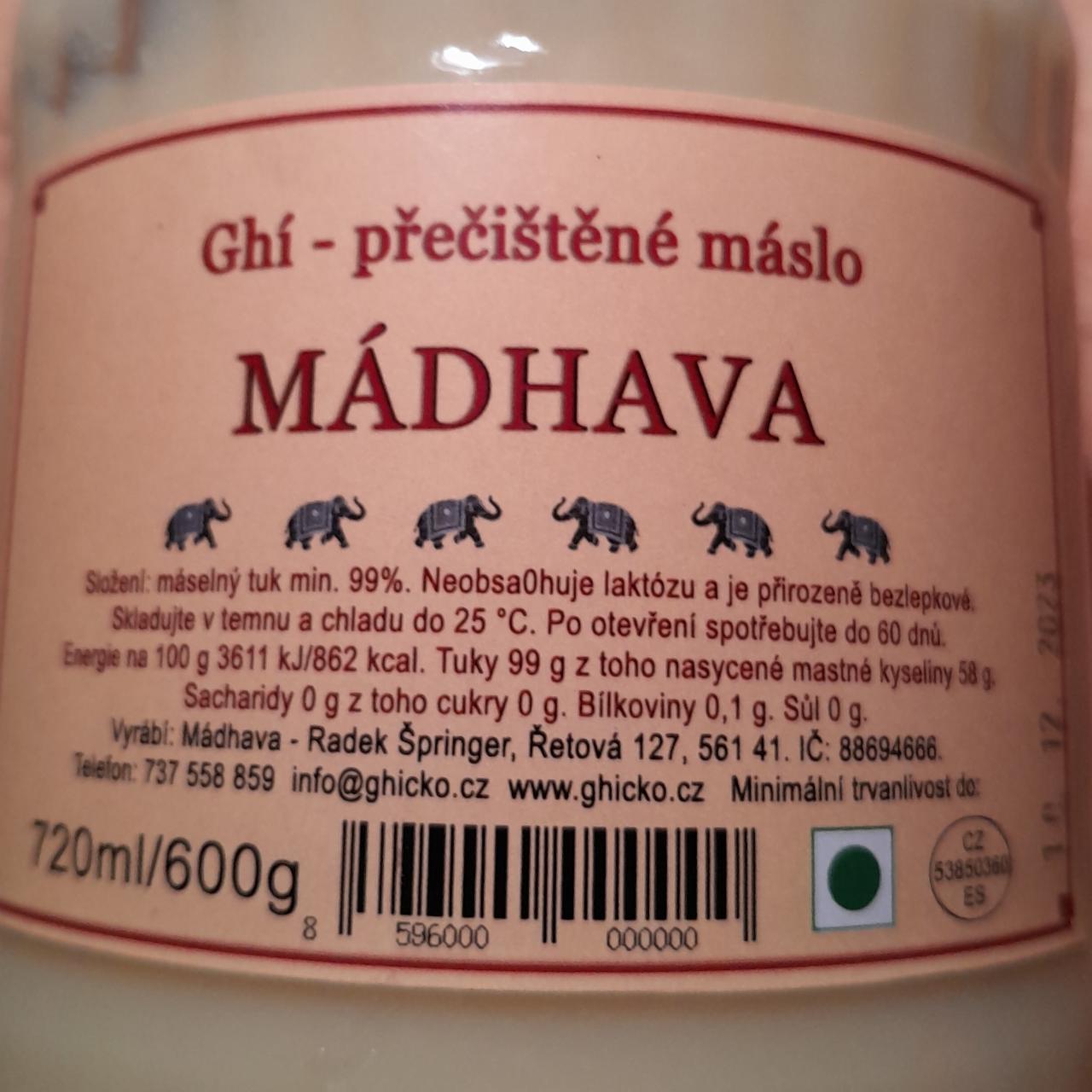 Fotografie - Ghí přečištěné máslo Mádhava