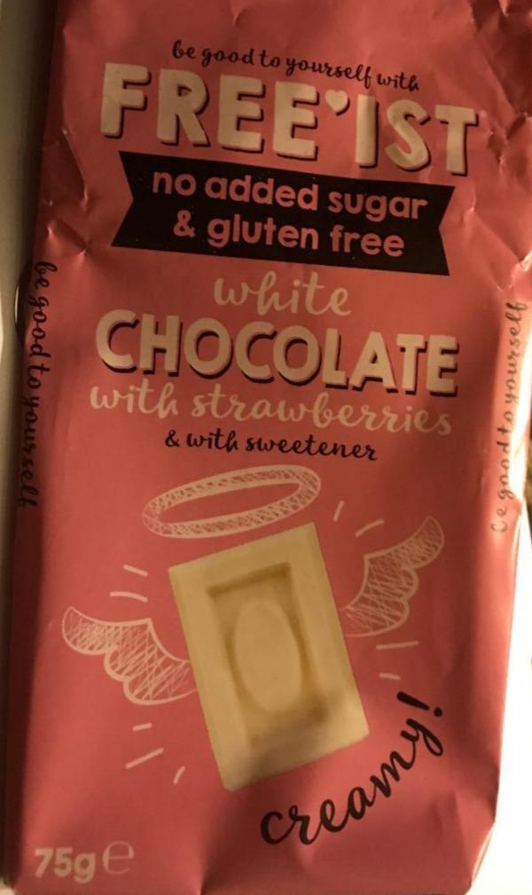 Fotografie - No Added Sugar & Gluten Free White Chocolate with Strawberries & with Sweetener Free'ist