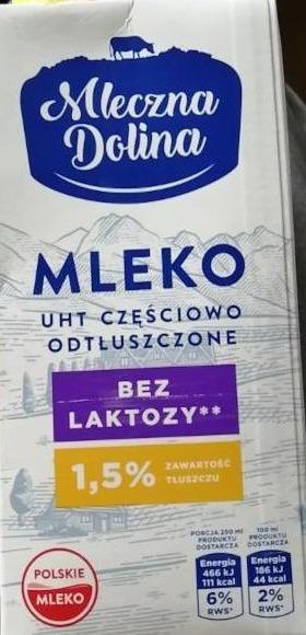 Fotografie - Mleko UHT bez laktozy 1,5% Mleczna dolina
