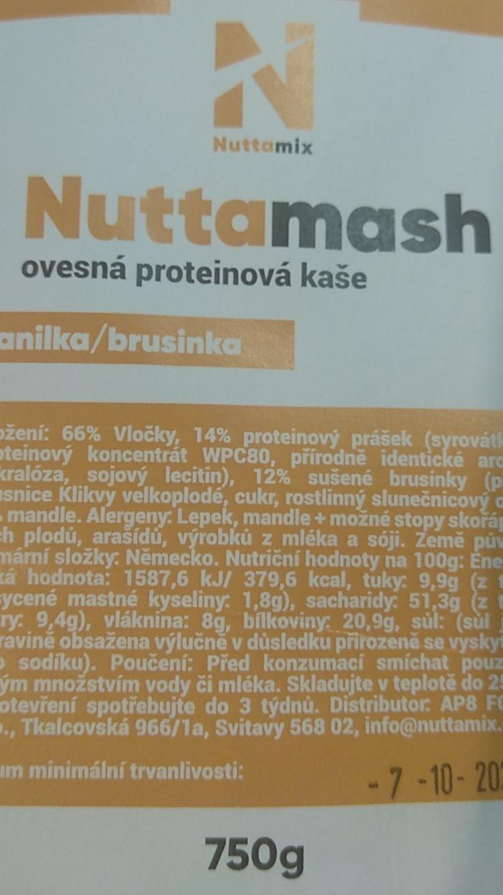 Fotografie - Nuttamix Nuttamash Proteinová ovesná kaše Vanilka brusinka