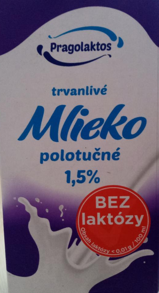 Fotografie - Trvanlivé mléko polotučné 1,5% bez laktózy Pragolaktos
