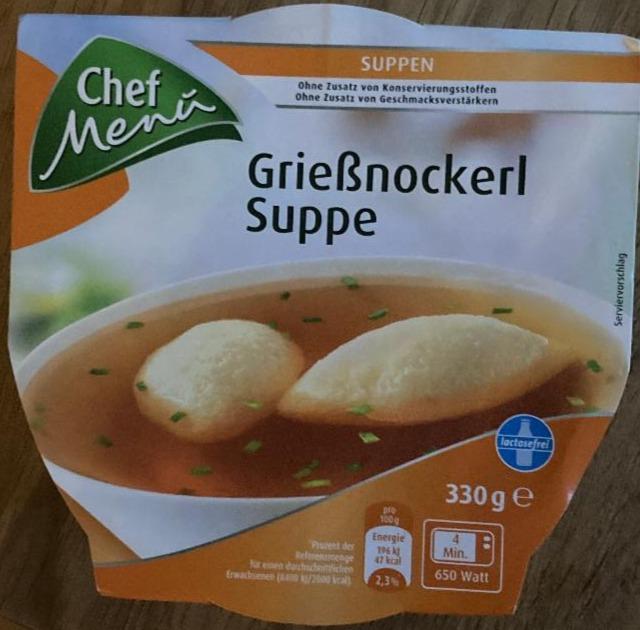 Fotografie - Grießnockerl Suppe polévka s noky Chef Menü