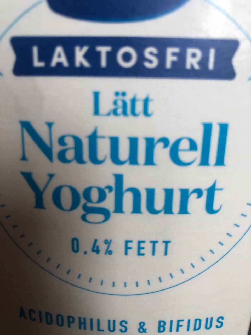 Fotografie - Laktosfri Lätt Naturell Yoghurt 0,4% Valio