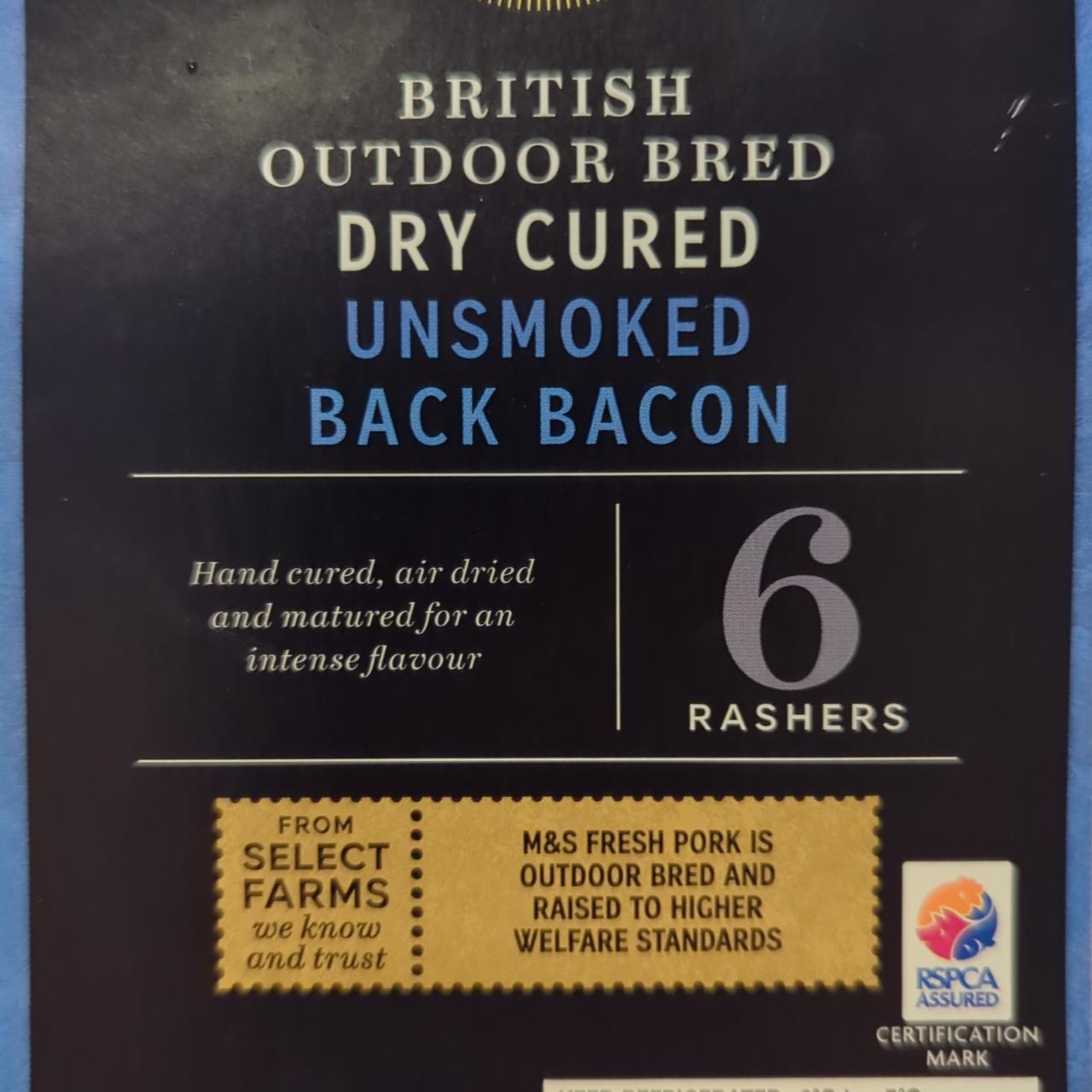 Fotografie - British Outdoor Bred Dry Cured Unsmoked Back Bacon M&S
