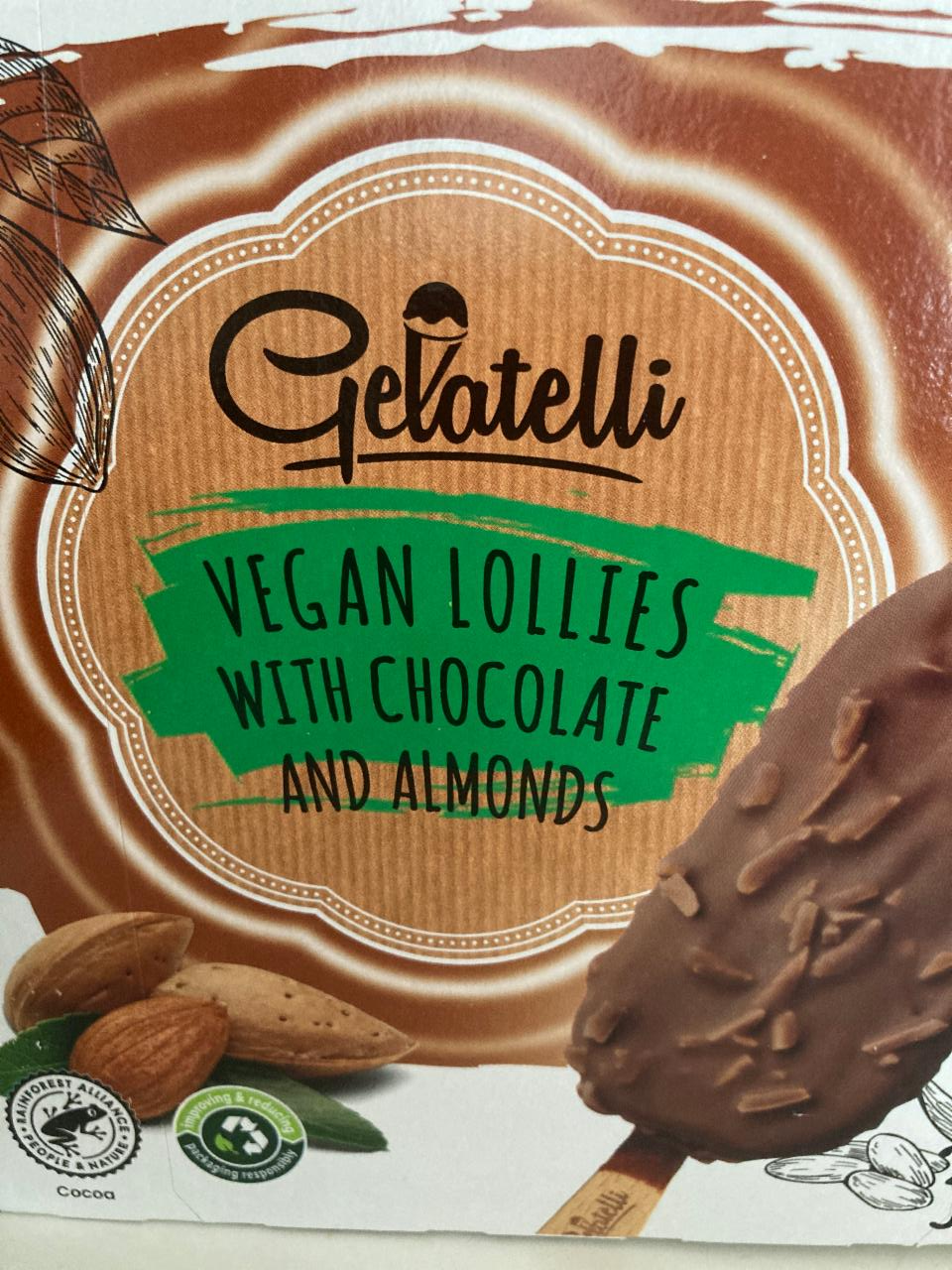 Fotografie - Vegan Lollies with Chocolate and Almonds Gelatelli