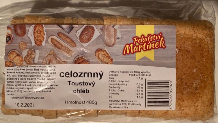 Fotografie - Celozrnný toustový chléb Pekařství Martínek