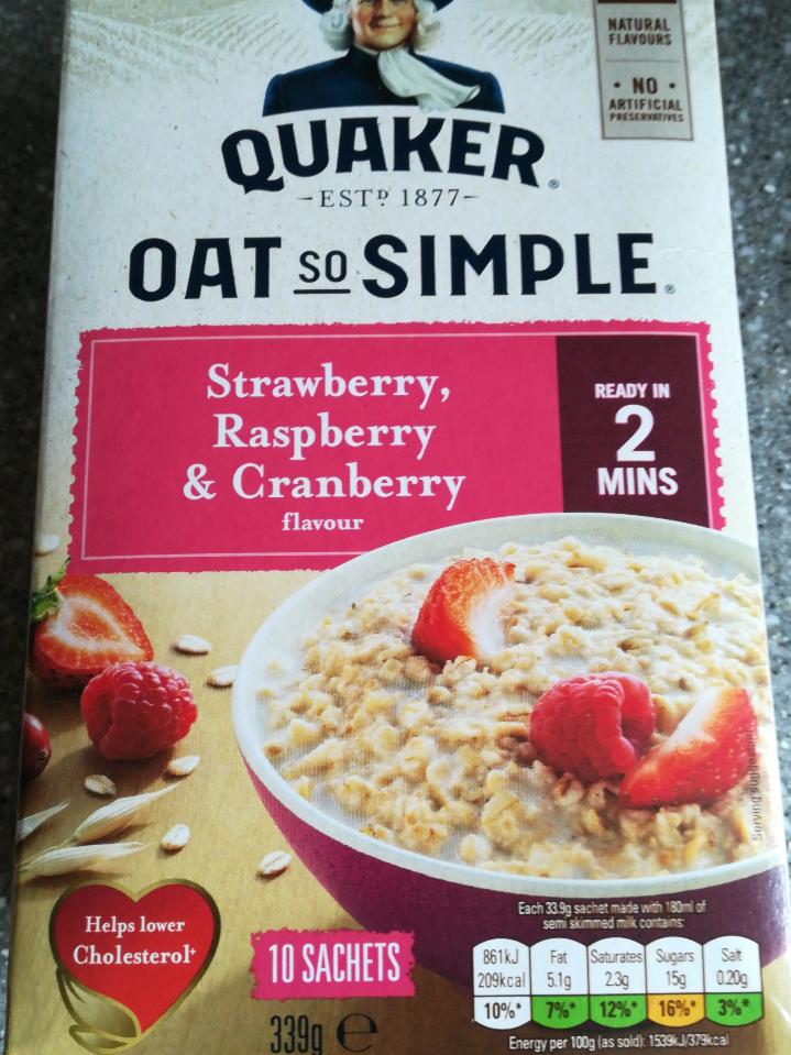 Fotografie - Oat So Simple Strawberry, Raspberry & Cranberry Porridge - Quaker