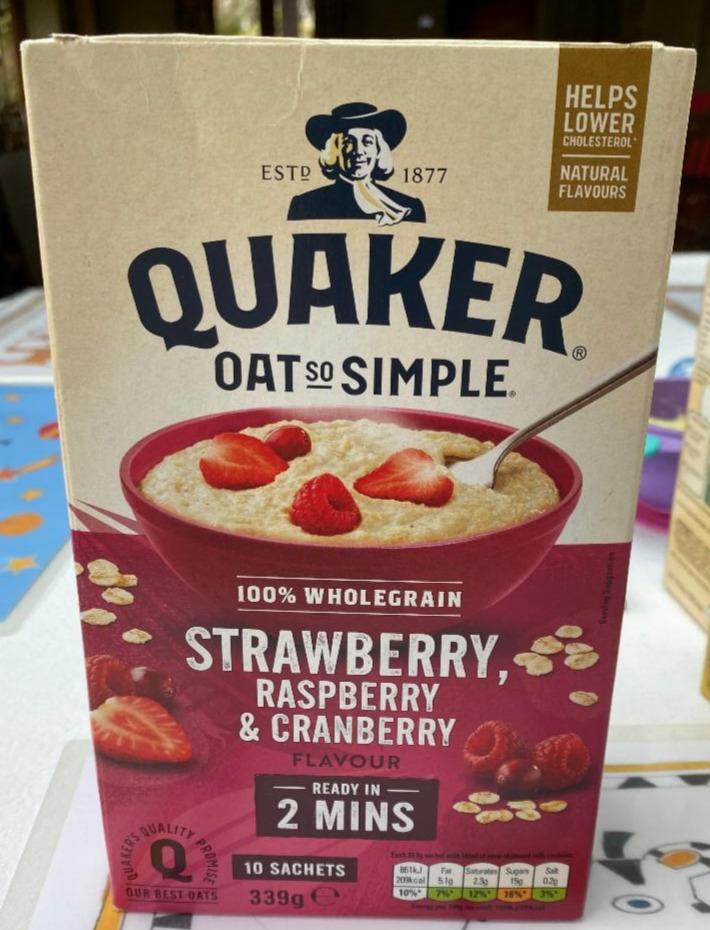 Fotografie - Oat So Simple Strawberry, Raspberry & Cranberry Porridge - Quaker