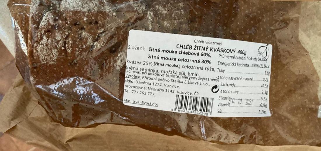 Fotografie - Chléb žitný kváskový Přírodní pečivo Staňka Elšíková