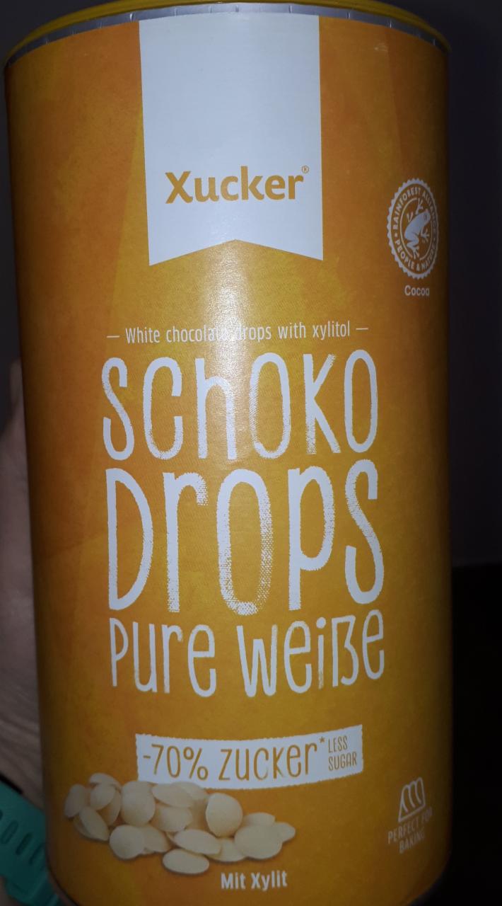 Fotografie - White Schoko Drops pure weiße with xylitol -70% zucker Xucker