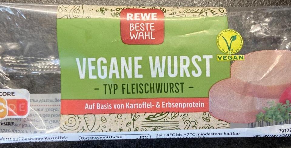 Fotografie - Vegane Wurst typ Fleischwurst Rewe beste wahl