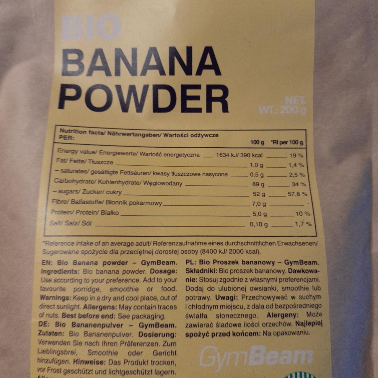 Fotografie - Bio banana powder GymBeam
