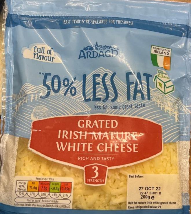 Fotografie - ardagh 50 % less fat grated irish mature white cheese Ardagh