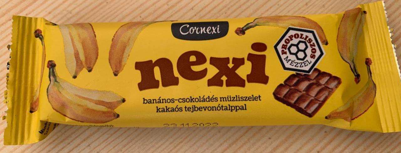 Fotografie - Nexi banános-csokoládés müzliszelet kakaós tejbevonótalppal Cornexi