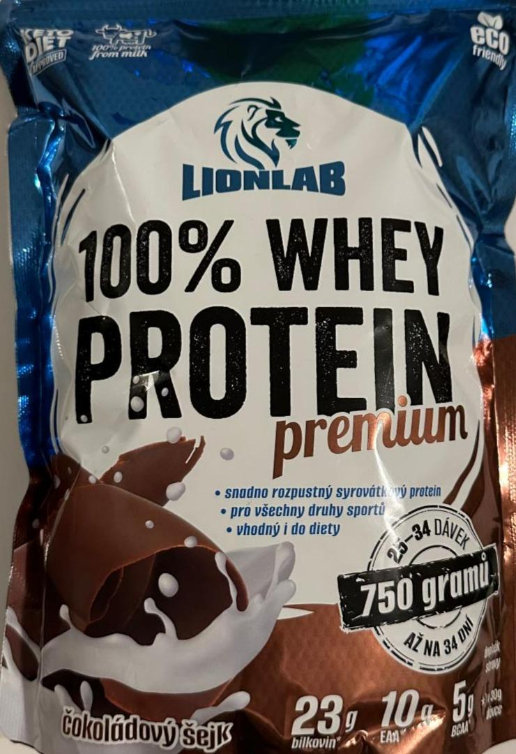 Fotografie - 100% Whey Protein Premium Čokoládový šejk Lionlab