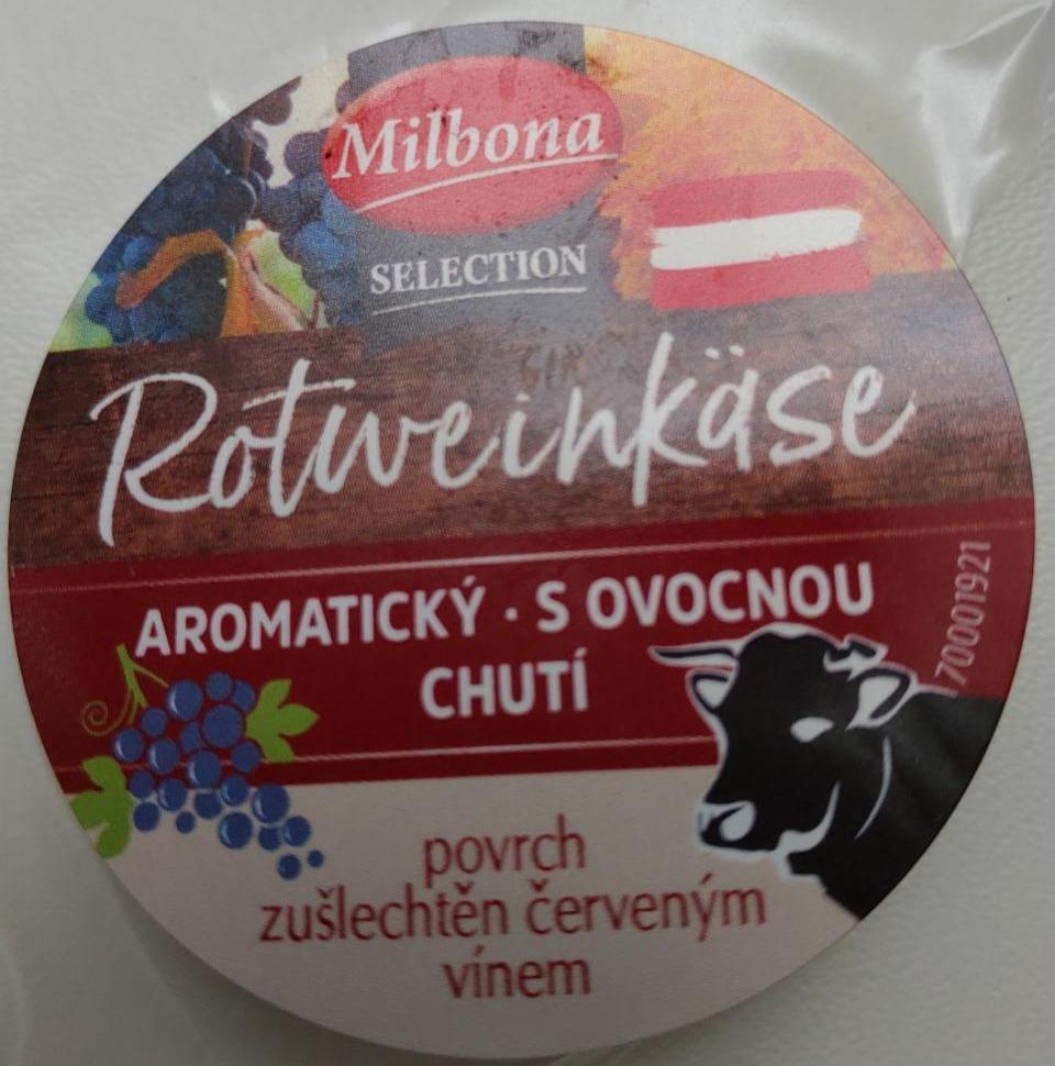 Fotografie - Rotweinkäse plnotučný sýr s červenou kůrou zušlechtěnou červeným vínem Milbona