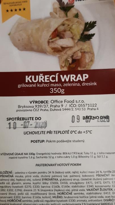 Fotografie - Kuřeci wrap office food