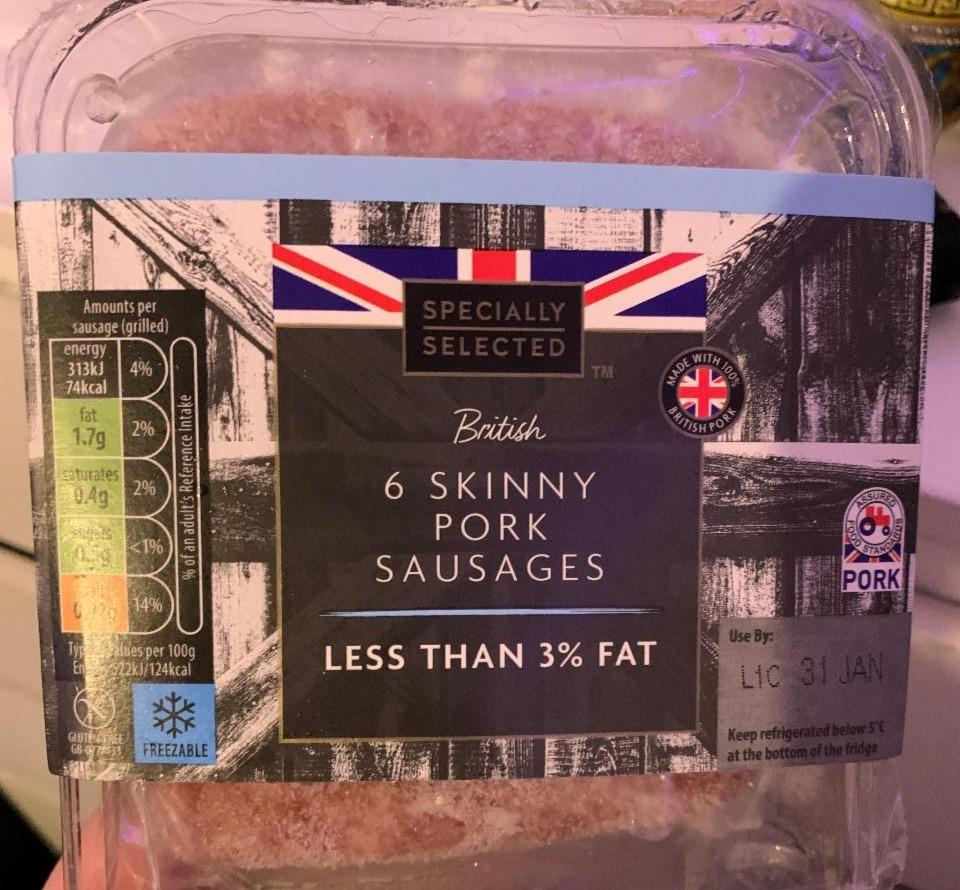 Fotografie - British 6 Skinny Pork Sausages Specially Selected