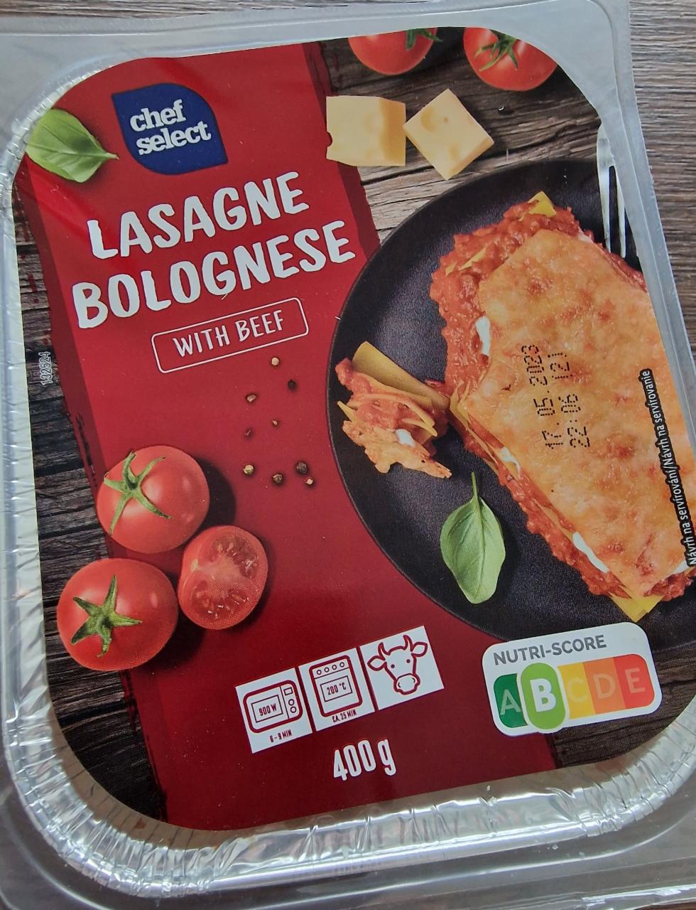 Lasagne Bolognese with beef Chef Select - kalorie, kJ a nutriční hodnoty