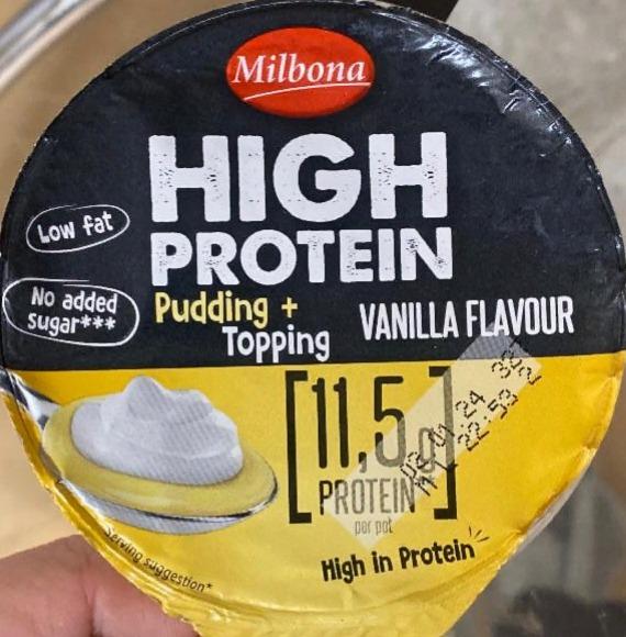 Fotografie - High protein pudding+topping vanilla Milbona