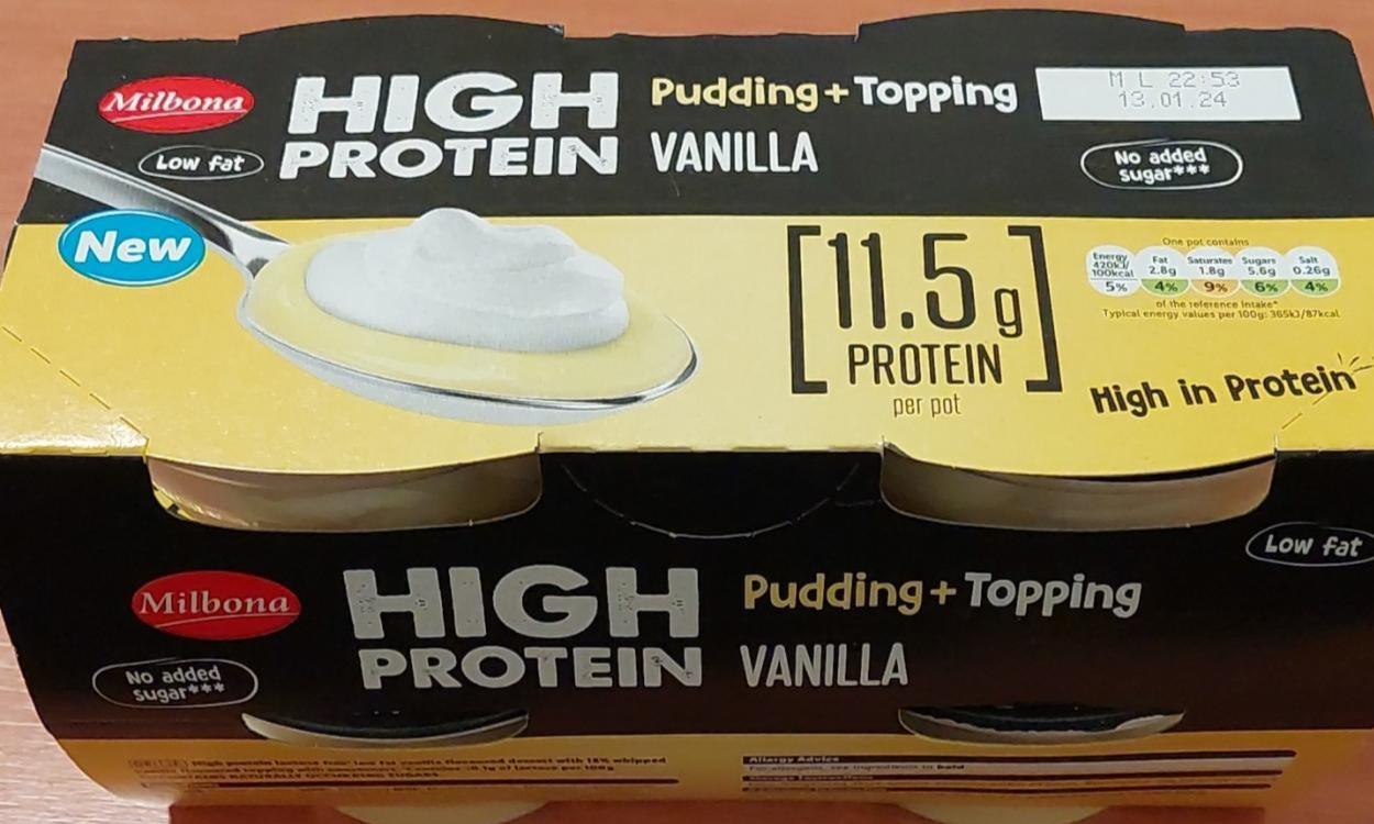 Fotografie - High protein pudding+topping vanilla Milbona
