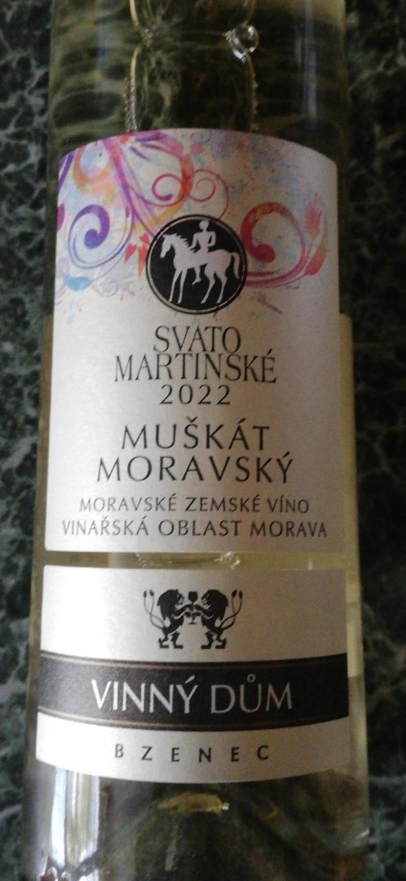 Fotografie - Svatomartinské zemské víno 2022 Muškát moravský Vinný dům Bzenec