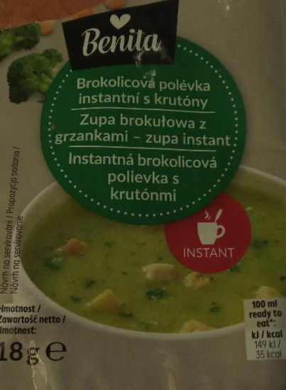 Fotografie - Instantní polévka brokolicová s krutony Benita