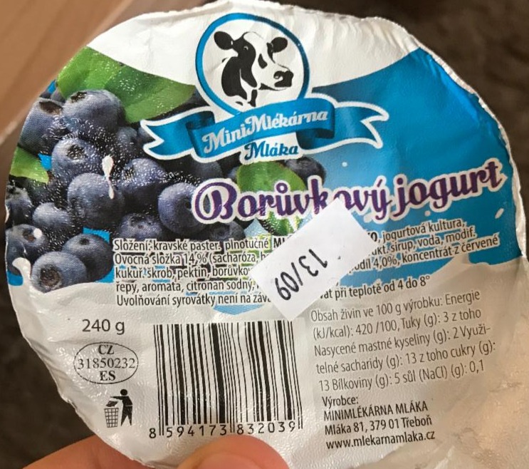 Fotografie - borůvkový jogurt mini mlékárna Mláka