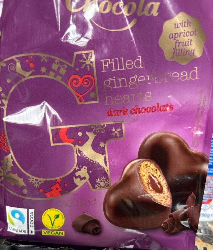 Fotografie - Filled gingerbread hearts dark chocolate Chocóla