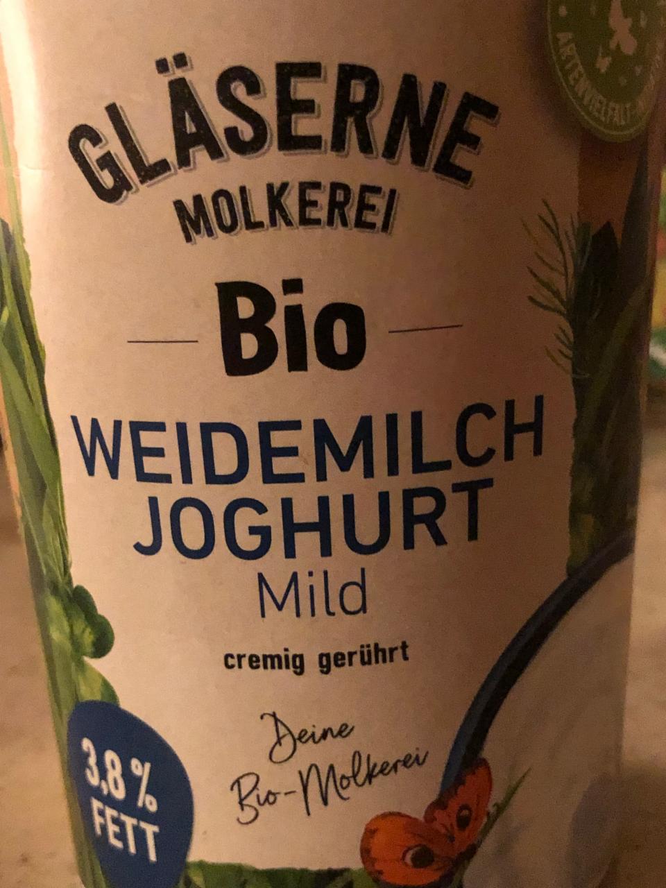 Fotografie - Bio Weidemilch Joghurt Mild 3,8% Gläserne Molkerei