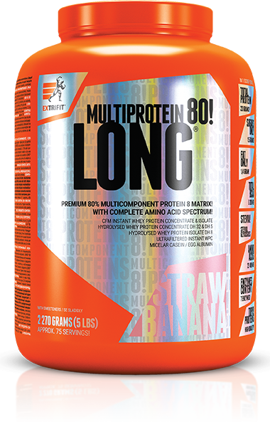 Fotografie - LONG 80 MULTIPROTEIN strawberry banana Extrifit