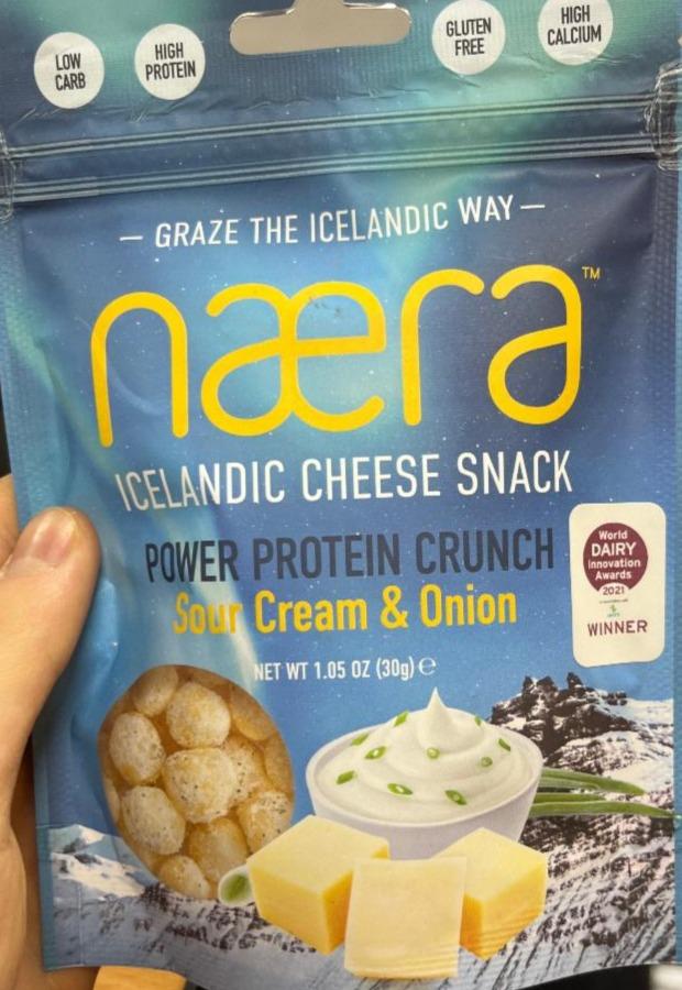 Fotografie - Icelandic cheese snack Power Protein Crunch with Sour Cream & Onion Naera