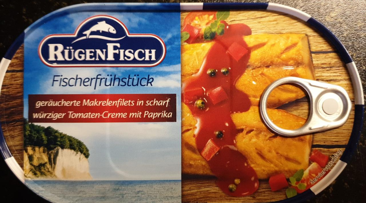 Fotografie - Fischerfrüstuck geräucherte Makrelenfilets in scharf würziger Tomaten-Creme mit Paprika RügenFisch