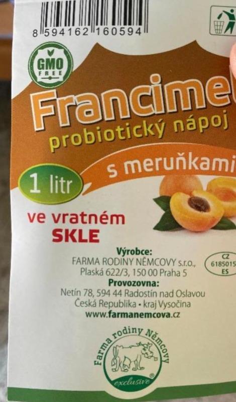 Fotografie - Francimel probiotický jogurtový nápoj s meruňkami Farma rodiny Němcovy