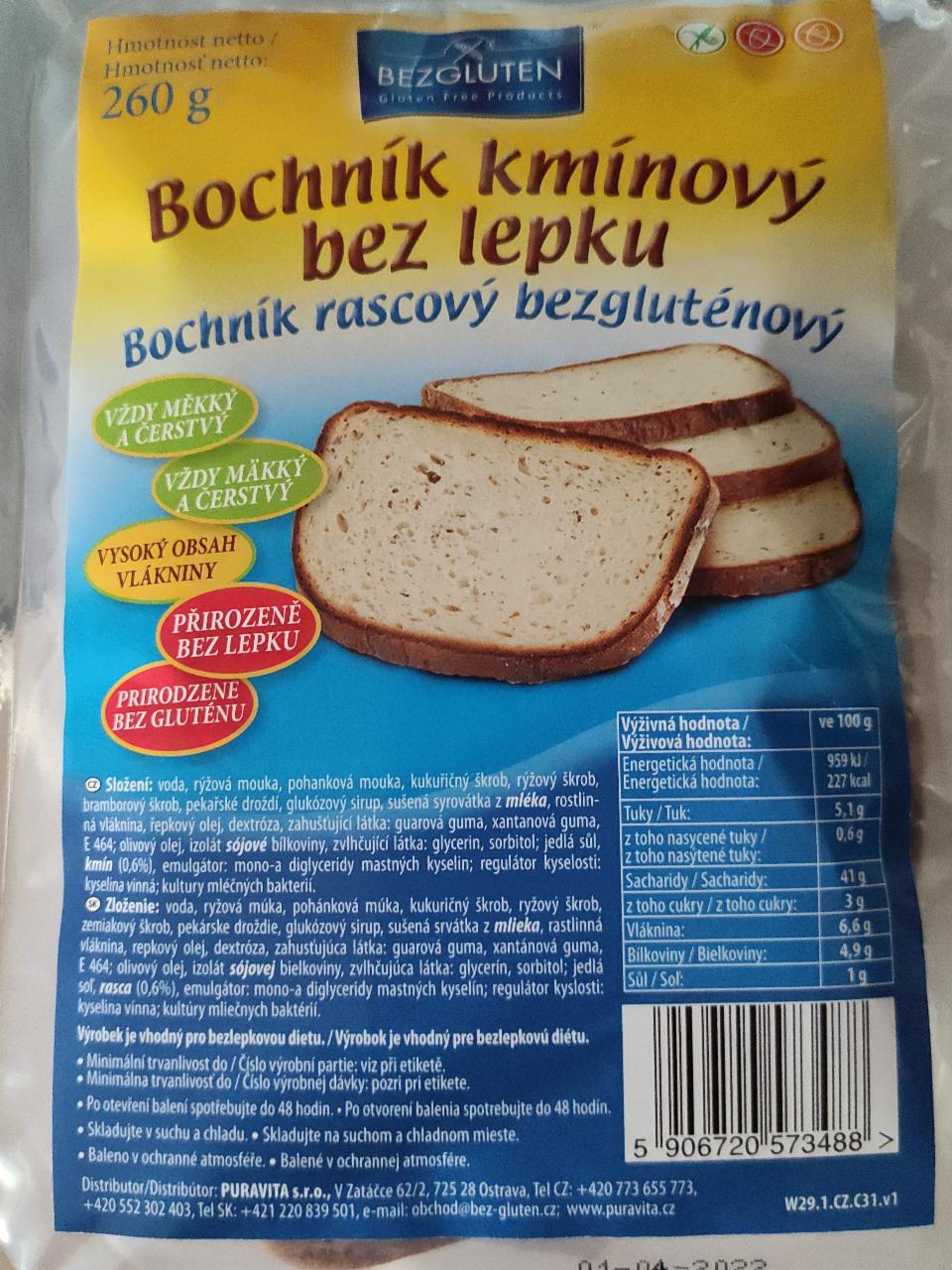 Fotografie - Bochník kmínový bez lepku Bezgluten