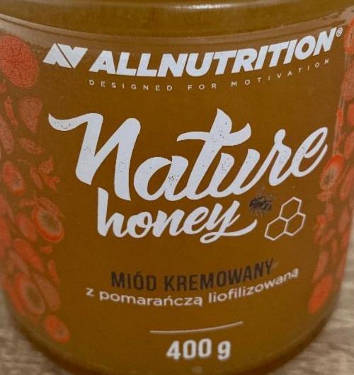 Fotografie - Nature honey miód kremowany z pomarańczą liofilizowaną Allnutrition