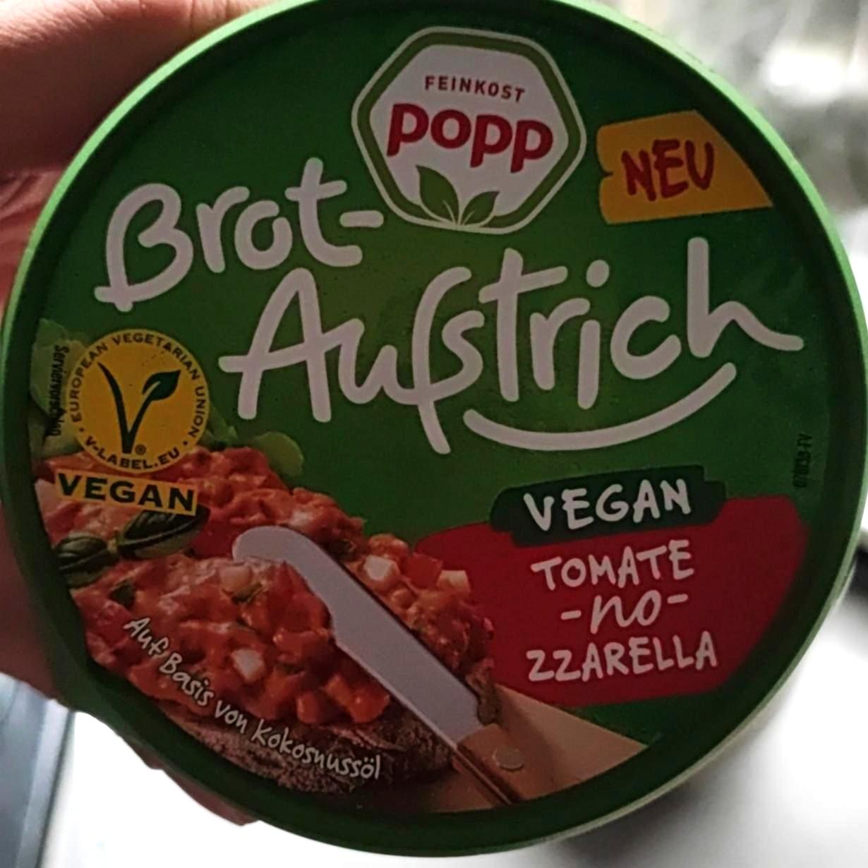 Fotografie - Brot-Aufstrich vegan Tomate-no-zzarella Feinkost popp